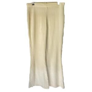 NWT Aerie Women's Rib Knit Flare Cream Color Sweatpants Yoga Casual Pants Large
